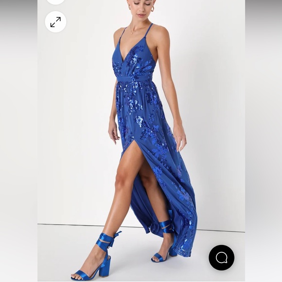 Lulus Captivating Essence Blue Sequin Backless Maxi Dress, Size Medium, NWT - Picture 17 of 17